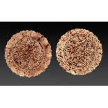 TWO TORTOISESHELL GLAZED CREAMWARE PLATES, C1770 22.5cm diam ++Both in fine condition, not cracked