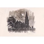 •†SIR JOHN KYFFIN WILLIAMS, RA (1918-2006) LLANEDWEN CHURCH; LLANEDWEN CHURCH BY NIGHT lithographs