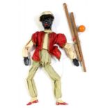 A LATE 19TH CENTURY BLACKAMOOR PUPPET, WITH COMPOSITION HEAD AND LIMBS, 47CM