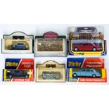 A DINKY DIECAST ROLLS ROYCE PHANTOM 5, A DINKY LONDON TAXI, A CORGI ROLLS ROYCE CORNICHE, A CORGI