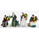 A ROYAL DOULTON FIGURE OF CHRISTMAS PARCELS AND THREE OTHERS, COMPRISING BIDDY, PENNYFARTHING, THE