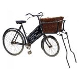 A CWS DELIVERY MAN'S BICYCLE INSCRIBED CO-OPERATIVE SOCIETY KINSLEY BRANCH, BLACK PAINTED WITH