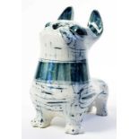 STUDIO POTTERY. A RICHARD & SUSAN PARKINSON EARTHENWARE FRENCH DOG, 21CM H, MID 20TH CENTURY