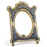 A LATE 19TH CENTURY ITALIAN MICRO MOSAIC PICTURE FRAME, DECORATED WITH BLUE PETAL FLOWERS AGAINST