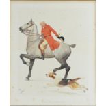 AFTER CECIL ALDIN - THE HUNTSMAN, CHROMOLITHOGRAPH, 42 X 33.5CM