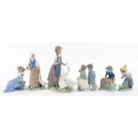 SIX NAO PORCELAIN FIGURES AND GROUPS OF CHILDREN, LARGEST 29CM H, PRINTED MARK