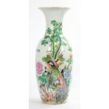 A CHINESE PORCELAIN FAMILLE ROSE VASE, PAINTED WITH BIRDS, PEONY AND TREES, 58CM H, 19TH/20TH C