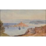 E LANCASTER - FILEY, WATERCOLOUR, SIGNED, CONTINENTAL SCHOOL - COASTAL SCENE, MONOGRAMED AND