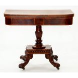A VICTORIAN MAHOGANY TEA TABLE, CROSSBANDED IN ROSEWOOD, 90CM W