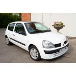 2005 RENAULT CLIO 1.2, THREE DOOR, WHITE, REGISTRATION FE05 OBK, 35,000 MILES, FULL SERVICE HISTORY