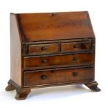 A MINIATURE MAHOGANY STAINED BOXWOOD BUREAU IN GEORGE III STYLE, 40CM H