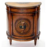 AN 18TH CENTURY STYLE WALNUT AND PAINTED PETITE COMMODE, 71CM W