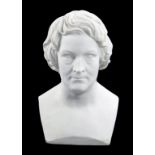 A DANISH BISCUIT PORCELAIN BUST OF BERTEL THORVALDEN, 17CM H, IMPRESSED M AND Eneret, LATE 19TH C