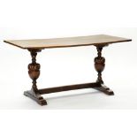 AN OAK DINING TABLE, 75CM X 151CM