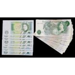 BANK OF ENGLAND BANK NOTES ONE POUND O'BRIEN, HOLLOM, PAGE AND SOMERSET, MANY UNCIRCULATED (39)