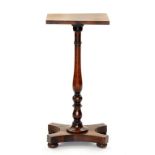 A ROSEWOOD AND GRAINED ROSEWOOD LAMP TABLE, ELEMENTS EARLY 19TH CENTURY, 28CM X 35.5CM