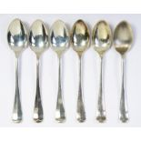 A SET OF SIX EDWARD VII SILVER TEASPOONS, RAT TAIL PATTERN, SHEFFIELD 1901, 3OZS 10DWTS