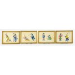 A SET OF FOUR CHINESE RICE PITH PAINTINGS, 10 X 14CM, 19TH C