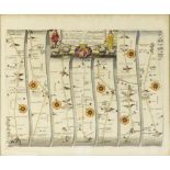 JOHN OGILVIE - THE ROADS FROM LONDON TO WELLS IN NORFOLK, DOUBLE PAGE ENGRAVING, 18TH CENTURY,