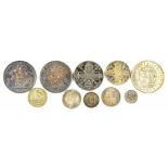 A SMALL COLLECTION OF VICTORIAN AND LATER SILVER COINS TO INCLUDING CROWNDS (1889) AND DOUBLE FLORIN