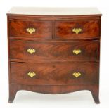 A VICTORIAN MAHOGANY BOW FRONTED CHEST OF DRAWERS, 68CM W X90CM H, 50CM DIAM