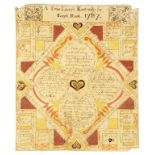 AN 18TH CENTURY PUZZLE VALENTINE INSCRIBED AND DATED A TRUE LOVER'S KNOT MADE BY JOSEPH ROOK 1767,