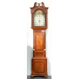 A VICTORIAN INLAID OAK AND MAHOGANY 30 HOUR LONGCASE CLOCK THE BREAKARCHED PAINTED DIAL INSCRIBED