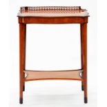 A VICTORIAN SATINWOOD OCCASIONAL TABLE WITH FRETWORK GALLERY (DAMAGED), 75CM H