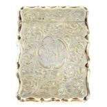 AN EDWARD VII SILVER CARD CASE ENGRAVED WITH SCROLLING FOLIAGE, 9.5CM H, BIRMINGHAM 1903, 3OZS