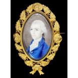 ENGLISH SCHOOL, C1780 PORTRAIT MINIATURE OF A GENTLEMAN IN A BLUE COAT, IVORY, OVAL, 4 X 2.5CM, IN