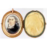 ENGLISH SCHOOL, 1791 PORTRAIT MINIATURE OF A GENTLEMAN, IVORY, OVAL, 5 X 4CM , IN GOLD FRAMED