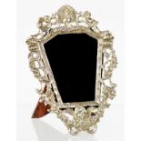 A EDWARD VII SILVER PHOTOGRAPH FRAME IN THE FORM OF A 17TH C ITALIAN MIRROR FRAME CRESTED BY A