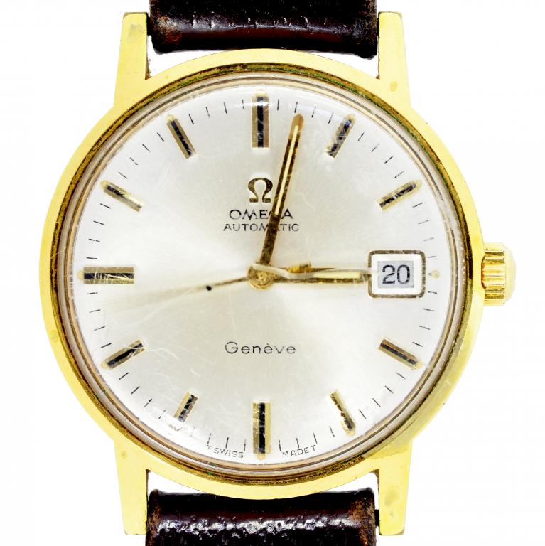 AN OMEGA GOLD PLATED SELF WINDING GENTLEMAN'S WRISTWATCH with date, 3.5cm diam ++In good second hand