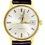 AN OMEGA GOLD PLATED SELF WINDING GENTLEMAN'S WRISTWATCH with date, 3.5cm diam ++In good second hand