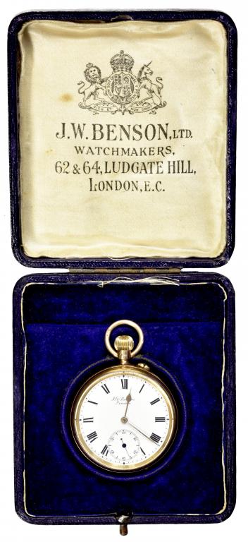 A 9CT GOLD KEYLESS LEVER WATCH, J W BENSON, LONDON No C8958 with enamel dial, three quarter plate - Image 3 of 3