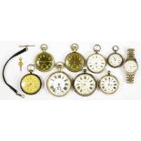 FOUR SILVER LEVER WATCHES AND A FOB WATCH, ALL LATE 19TH/EARLY 20TH C, various makers and dates, two