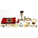 MISCELLANEOUS SMALL SILVER ARTICLES including a trumpet shaped vase, 13.5cm h, London 1902,