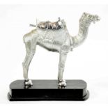 A MIDDLE EASTERN CAST SILVER MODEL OF A CAMEL, C1975 realistically textured, 21.5cm h, 28ozs,