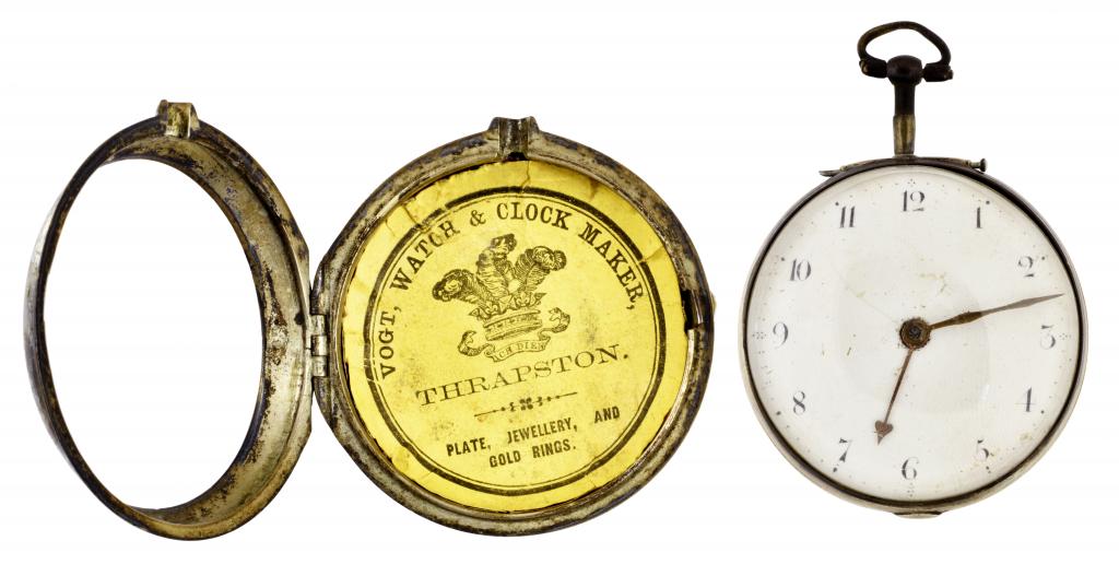 A SILVER PAIR CASED VERGE WATCH, HARRINGTON LIVERPOOL No 747, with enamel dial, 4.7cm diam, case - Image 2 of 3