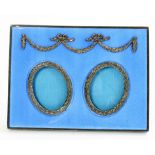 AN ITALIAN SILVER AND BLUE GUILLOCHE ENAMEL DOUBLE PHOTOGRAPH FRAME 10 x 13cm, import marked BB,