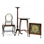 MISCELLANEOUS FURNITURE, INCLUDING MAHOGANY TORCHERE, OCCASIONAL TAB,E, DRESSING MIRROR, ETC