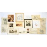 MISCELLANEOUS WATERCOLOURS, PRINTS AND DRAWINGS, MAINLY ARCHITECTURAL SUBJECTS, LATE 19TH C