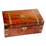 A VICTORIAN BRASS BOUND WALNUT WRITING BOX WITH FITTED INTERIOR, 44CM W