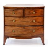 A REGENCY MAHOGANY BOW FRONTED CHEST OF DRAWERS, 90CM W