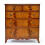 A MAHOGANY AND LINE INLAID BOW FRONTED CHEST OF DRAWERS, 95CM W