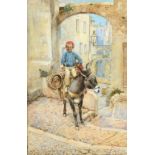 R GUIDORIZZI (FL LATE 19TH CENTURY) A FRIENDLY URCHIN AND HIS DONKEY signed, watercolour, 42 x