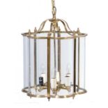 A REGENCY STYLE BRASS HALL LANTERN, LATE 20TH C with central six light pendant, 55cm h ++Good