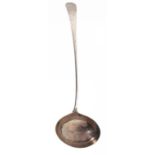 A GEORGE III SILVER SOUP LADLE Old English pattern, crested, by Thomas Wallis, London 1793, 5ozs The