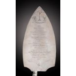 AN IMPORTANT IRISH SILVER CEREMONIAL TROWEL FOR THE LAYING OF THE FOUNDATION STONE OF THE GEORGE