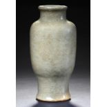 A CHINESE CELADON VASE, MING DYNASTY, 17TH C with crackled grey green glaze, 23cm h ++In good